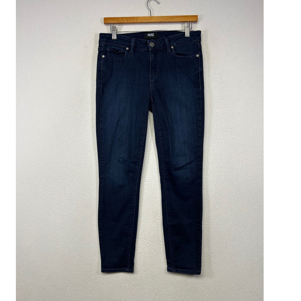 Minimalist Paige Womens 28 Dark‎ Indigo Verdugo Ankle Mid Rise Skinny Jeans